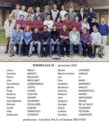 Terminale S3 - promotion 2002