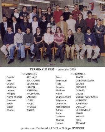 Terminale S-ES2 - promotion 2003