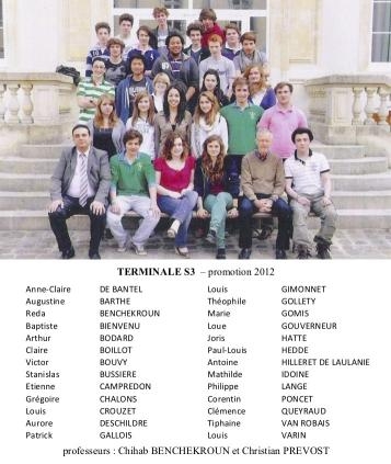 Terminale S3 - promotion 2012