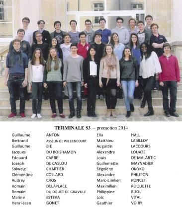 Terminale S3 - promotion 2014