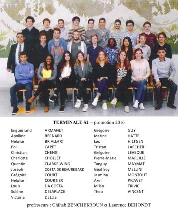 Terminale S2 - promotion 2016